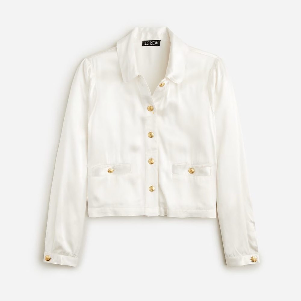 J.Crew Lady shirt-jacket in luster crepe satin BV854